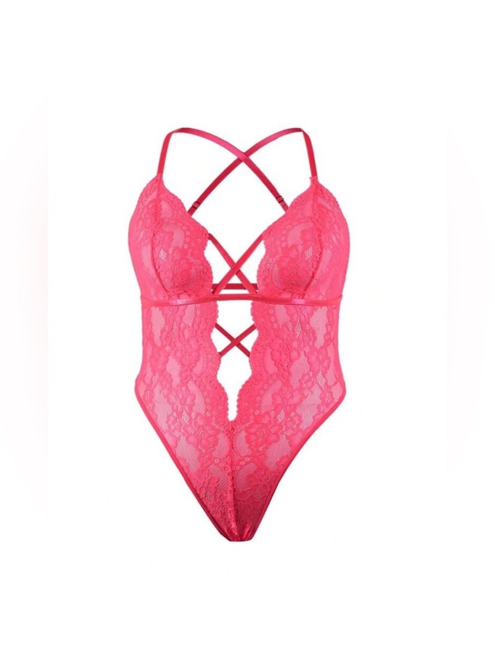 2X NWOT Pink Lace Teddy Tong Bodysuit